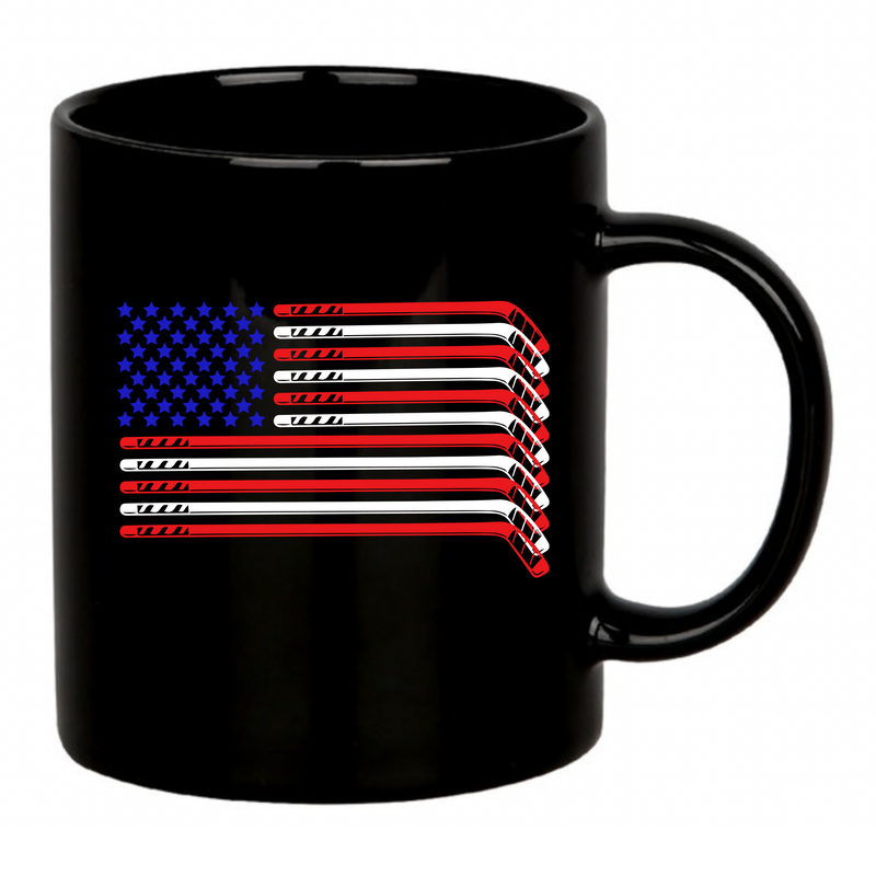 Hockey Stick USA Flag  Ceramic Mug 11 oz White