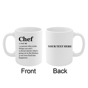 Personalized Chef Definition Ceramic Mug 11 oz White.