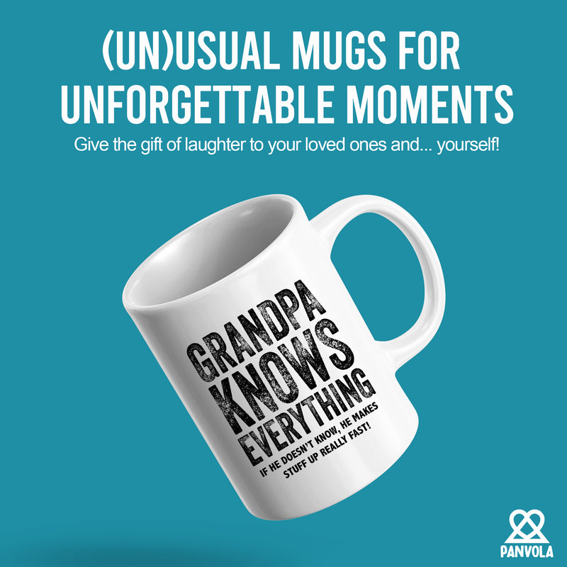 Grandpa Knows Everything Grandpa Gifts from Granddaughter  Grandson Ceramic Mug 11 oz White.