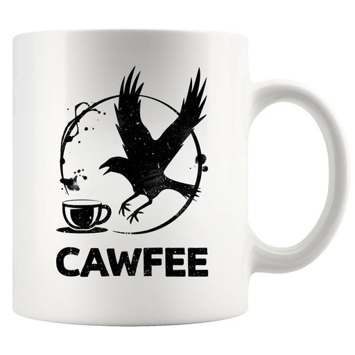 Cawfee Funny Crow Mug Ceramic Mug 11 oz White - Panvola