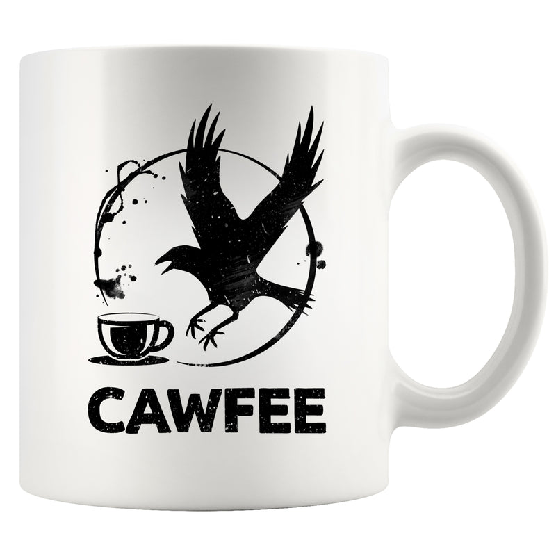 Cawfee Funny Crow Mug Ceramic Mug 11 oz White