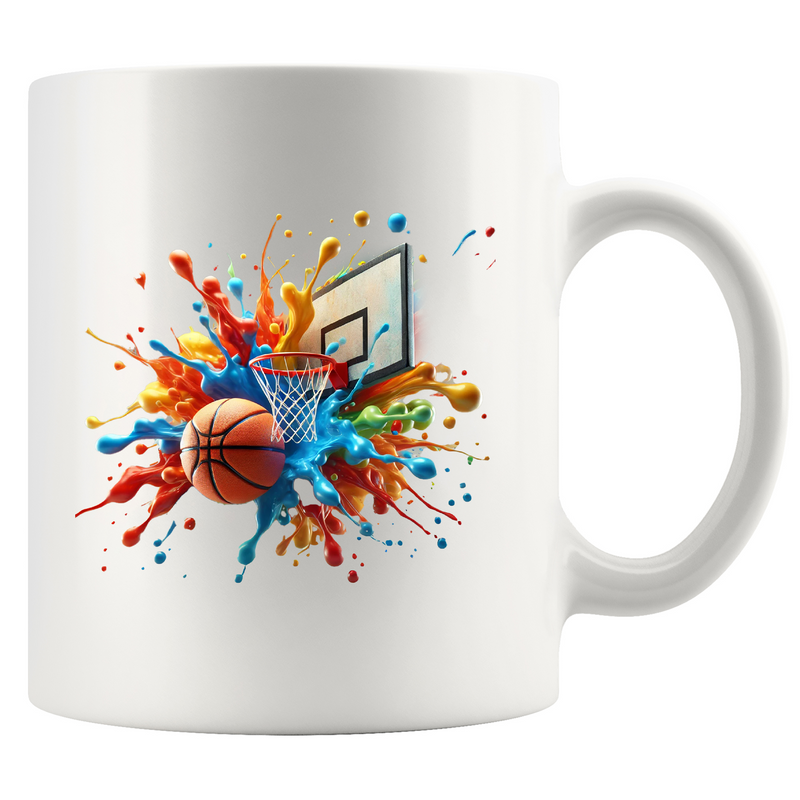 Basketball Tie Dye Color Splash Ceramic Mug 11 oz White