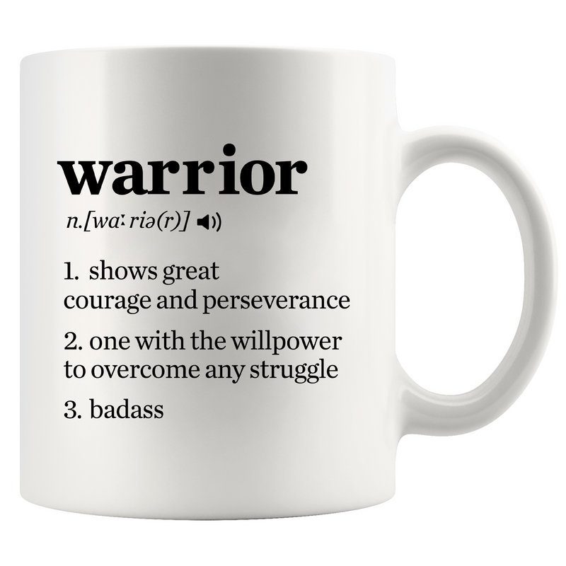 Warrior Definition Ceramic Mug 11 oz White.