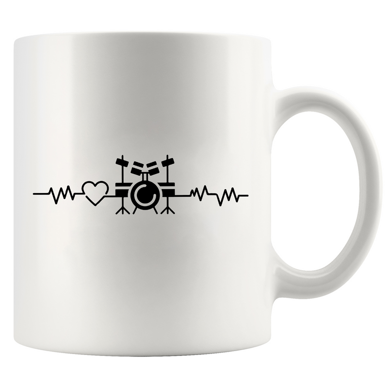 Drum Heartbeat Ceramic Mug 11 oz White