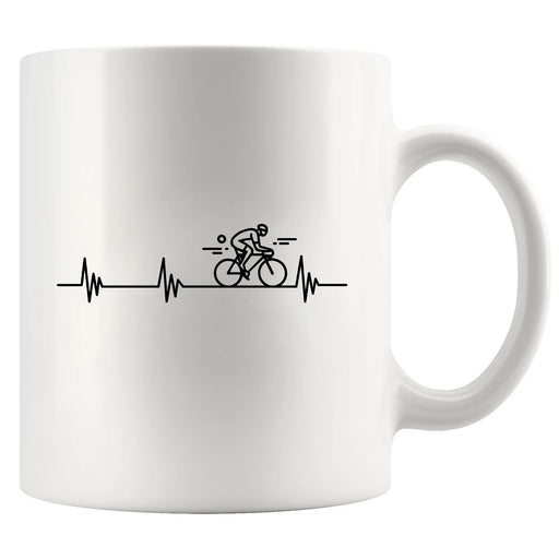 Cycling Heartbeat Ceramic Mug 11 oz White - Panvola