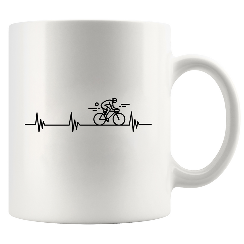 Cycling Heartbeat Ceramic Mug 11 oz White