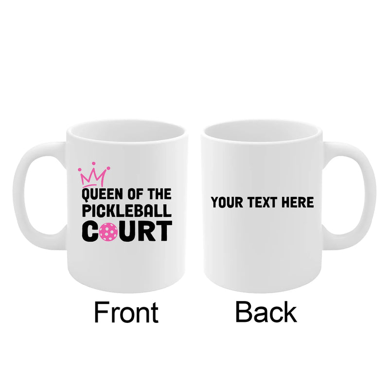 Personalized Queen of the Pickleball Customized Pickleball Gifts for Women Ceramic Mug Gifts for Pickleball Lovers Coffee Cup 11 oz White 11oz - Panvola