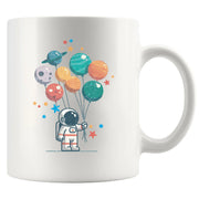 Astronaut Holding Planet Balloons Ceramic Mug 11 oz White - Panvola