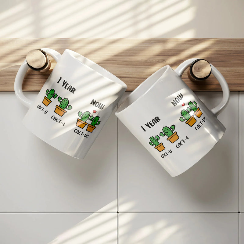 1 Year Cact-U Cact-I Cactus Ceramic Mug 11 oz White - Panvola