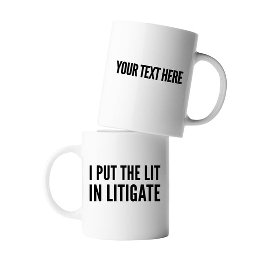 Panvola Personalized I Put The Lit in Litigate Customized Lawyer Attorney Law Student Teacher Ceramic Coffee Mug 11oz White Novelty Drinkware 11oz.
