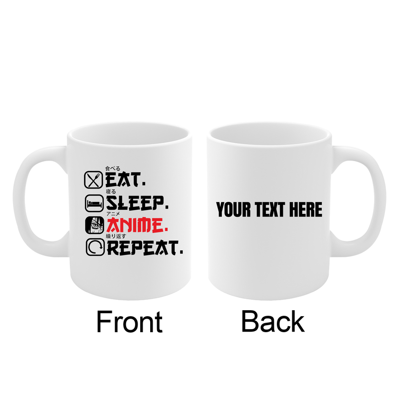 Personalized Eat Sleep Anime Repeat Customized Ceramic Mug 11 oz White