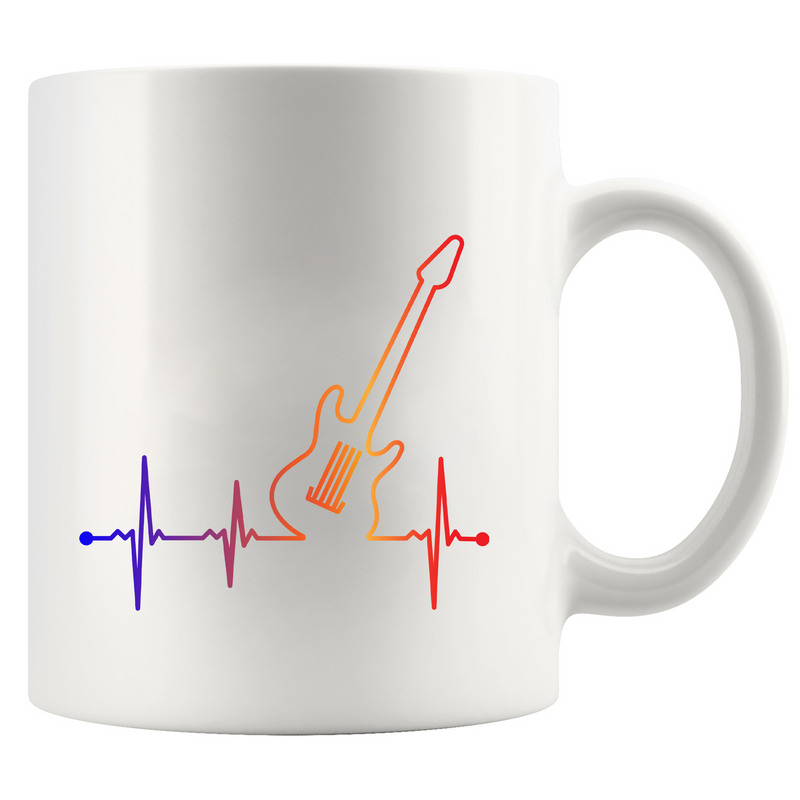 Guitar Heartbeat Ceramic Mug 11 oz White