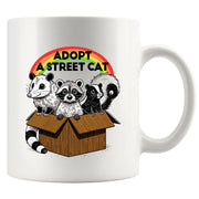 Adopt A Street Cat Ceramic Mug 11 oz White - Panvola