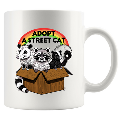 Adopt A Street Cat Ceramic Mug 11 oz White