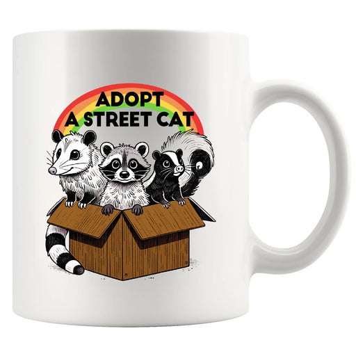 Adopt A Street Cat Ceramic Mug 11 oz White - Panvola