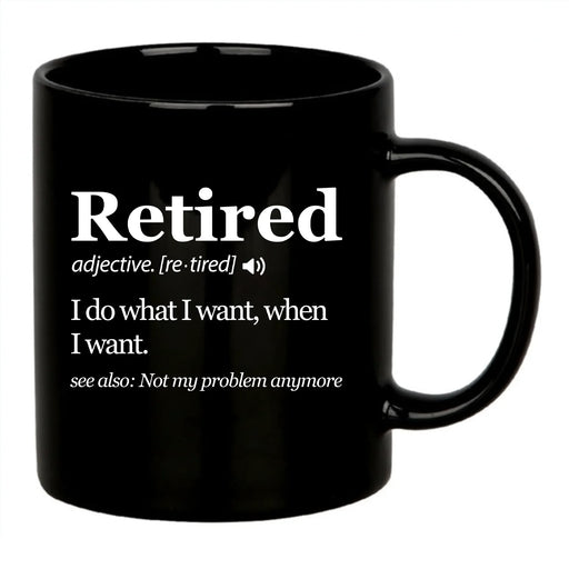 Retired Definition Mug Retirement Gift Ceramic Mug 11 oz Black - Panvola