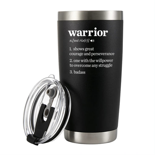 Warrior Definition Cancer Survivor Gifts Vacuum Insulated Tumbler 20 oz Black - Panvola
