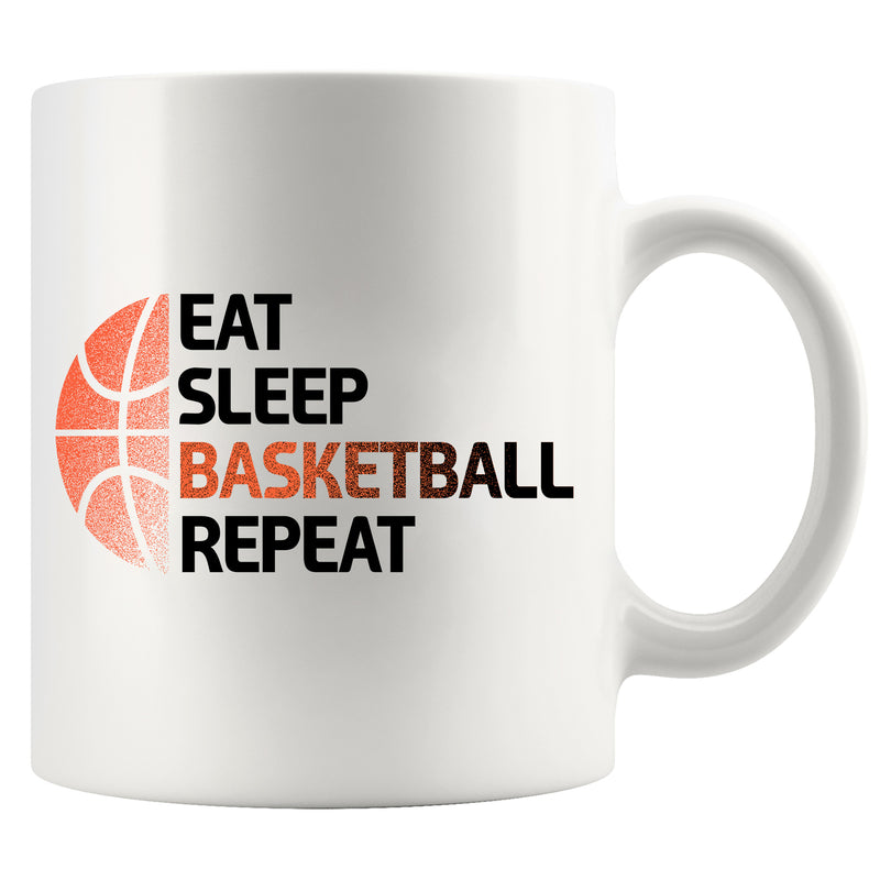 Eat Sleep Basketball Repeat Ceramic Mug 11 oz White