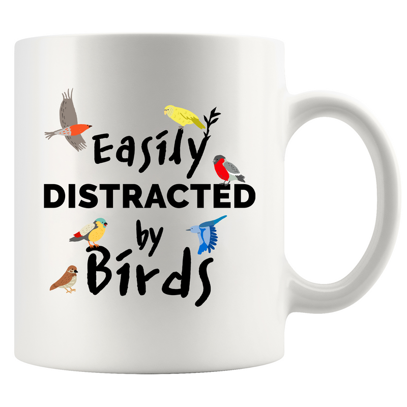 Easily Distracted By Birds Ceramic Mug 11 oz White