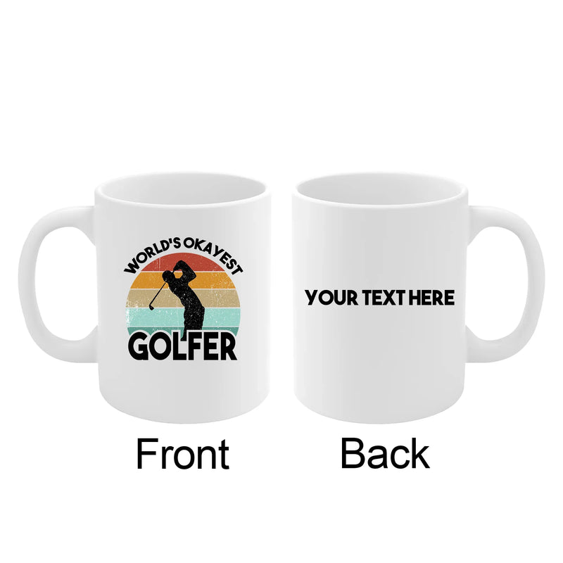 Personalized World's Okayest Golfer Ceramic Mug 11 oz White - Panvola