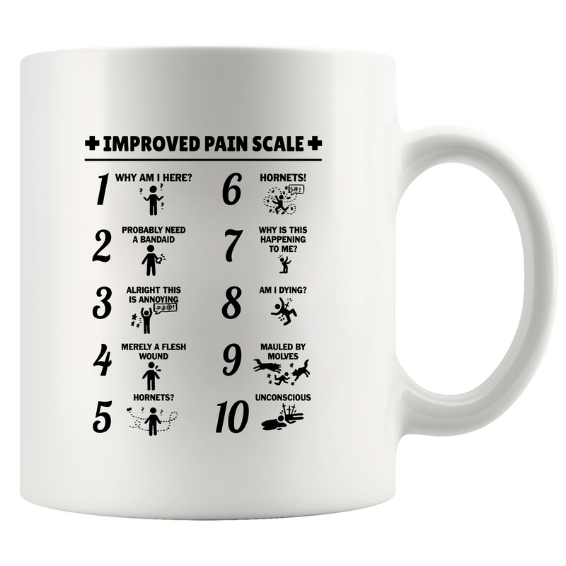 Improved Pain Scale Ceramic Mug 11 oz Whte