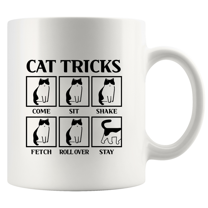 Cat Tricks Ceramic Mug 11 oz White