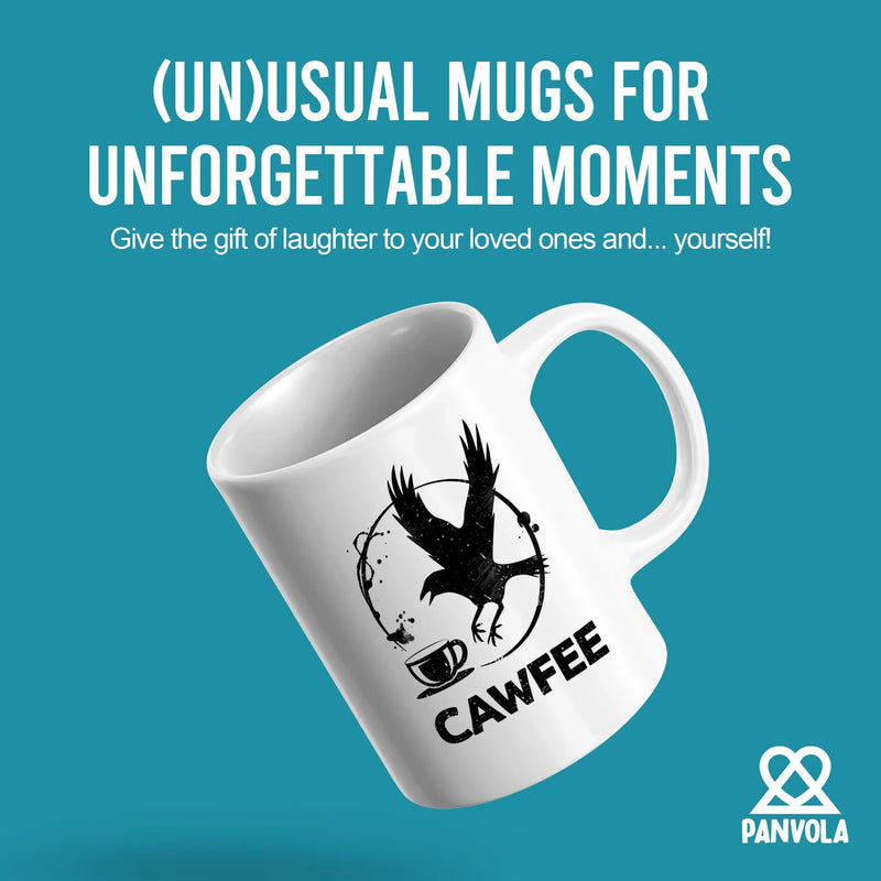 Cawfee Funny Crow Mug Ceramic Mug 11 oz White - Panvola