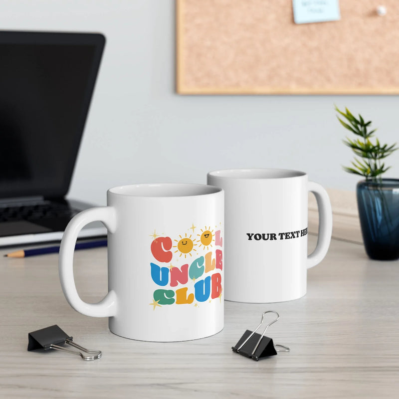 Personalized Cool Uncle Club Ceramic Mug 11 oz White - Panvola