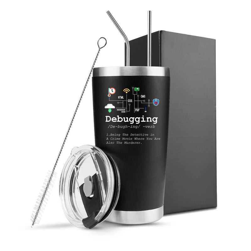 Debugging Definition Computer Programmer Coder Vacuum Insulated Tumbler.