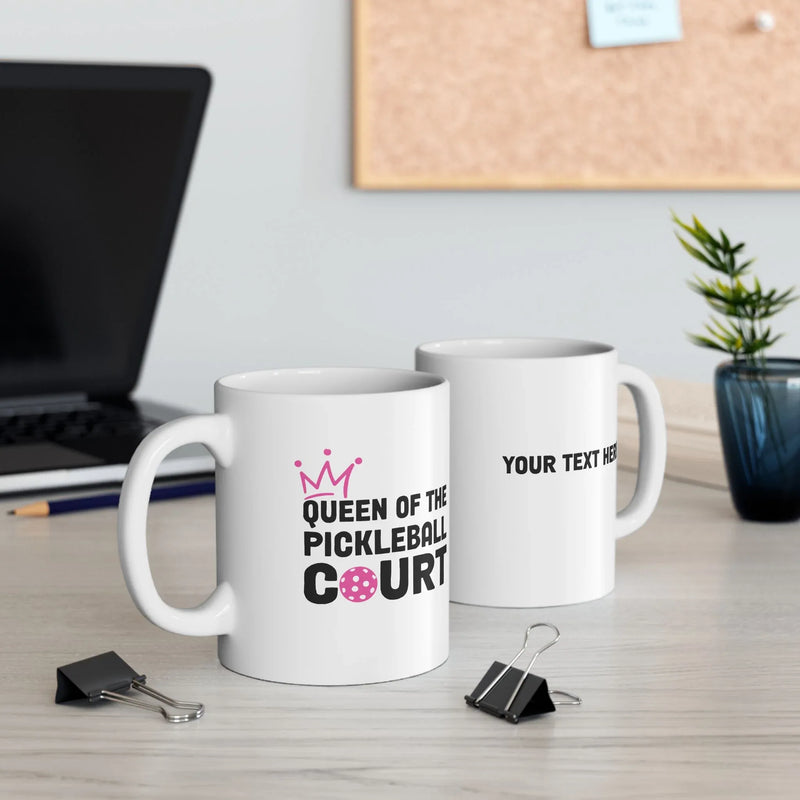 Personalized Queen of the Pickleball Customized Pickleball Gifts for Women Ceramic Mug Gifts for Pickleball Lovers Coffee Cup 11 oz White 11oz - Panvola