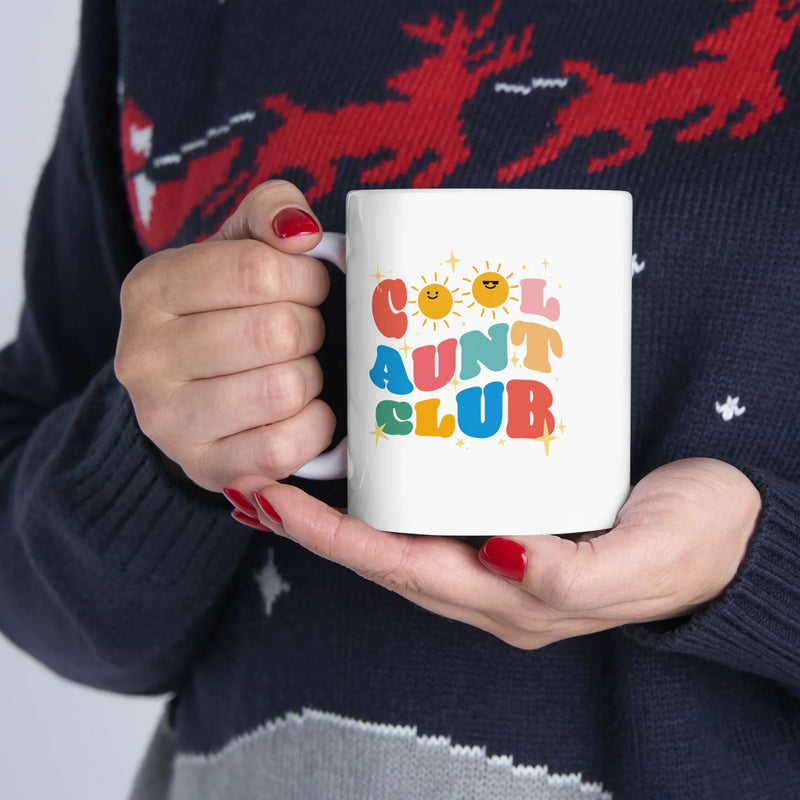 Personalized Cool Aunt Club Ceramic Mug 11 oz White - Panvola