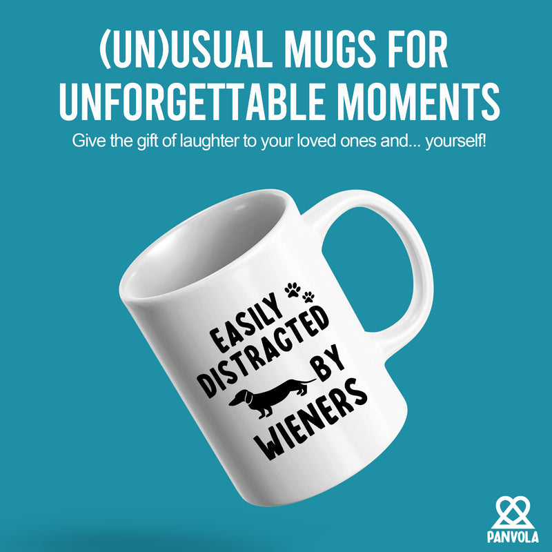 Easily Distracted By Wieners Ceramic Mug 11 oz White.