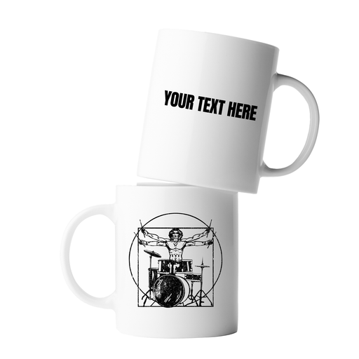 Personalized Da Vinci Drums Ceramic Mug 11 oz White.
