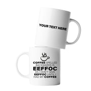 Personalized Coffee Spelled Backward Ceramic Mug 11 oz White - Panvola