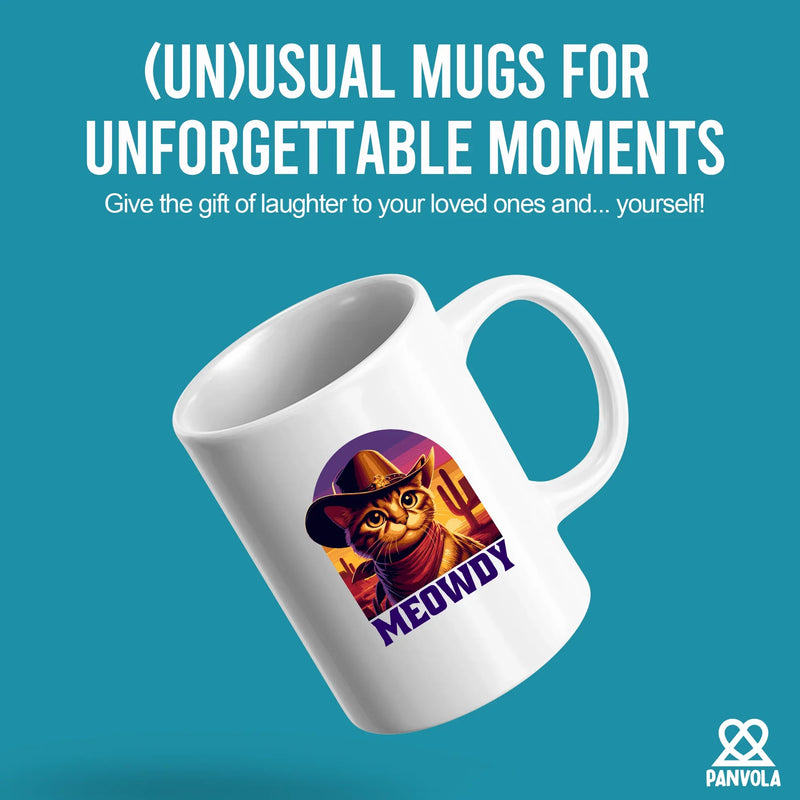 Meowdy Ceramic Mug 11 oz White - Panvola