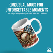 3D Baseball Crack Hole American Flag Ceramic Mug 11 oz White - Panvola