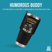 Therapy Is Expensive Wind Is Free Motorcycle Gifts Vacuum Insulated Tumbler 30 oz Black - Panvola