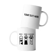 Personalized Rock Paper Scissors Ceramic Mug 11 oz White - Panvola