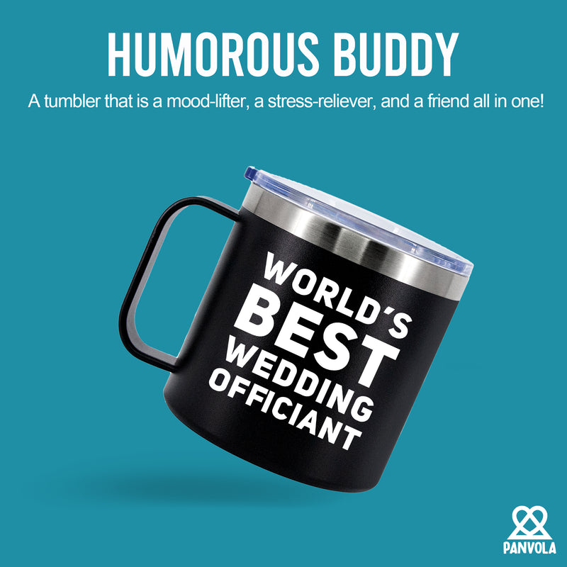 World's Best Wedding Officiant Insulated Coffee Cup 14oz With Handle And Lid.