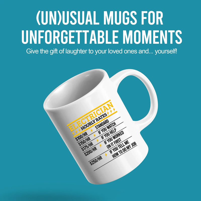 Electrician Hourly Rate Ceramic Mug 11 oz White - Panvola