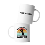 Personalized World's Okayest Golfer Ceramic Mug 11 oz White - Panvola