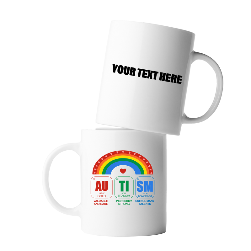 Personalized Autism Awareness Elements Periodic Table Customized Ceramic Mug 11 oz White