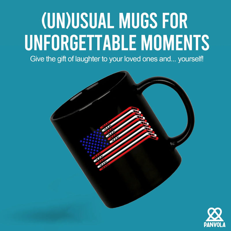 Hockey Stick USA Flag Ceramic Mug 11 oz White - Panvola