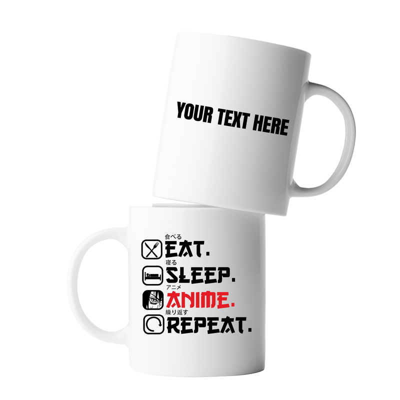 Personalized Eat Sleep Anime Repeat Customized Ceramic Mug 11 oz White.