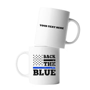 Personalized Back The Blue Customized Ceramic Mug 11 oz White - Panvola