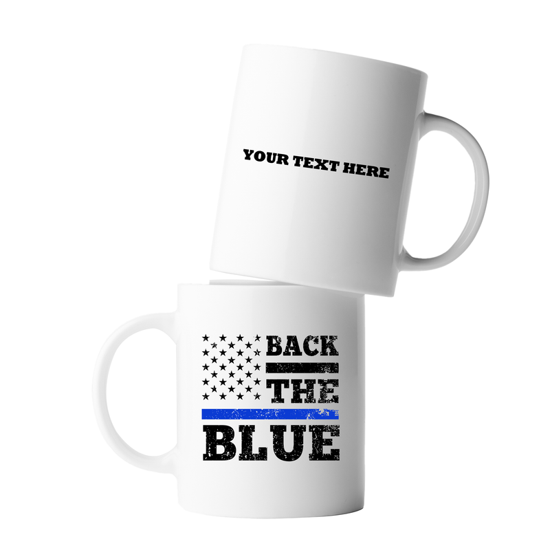 Personalized Back The Blue Customized Ceramic Mug 11 oz White