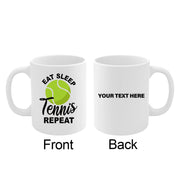 Personalized Eat Sleep Tennis Repeat Ceramic Mug 11 oz White - Panvola