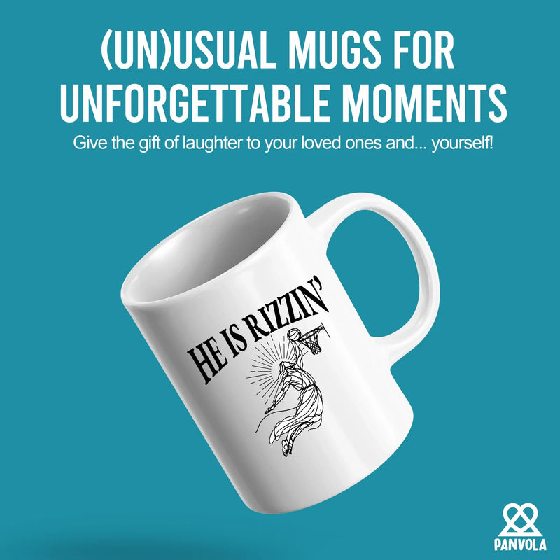 He Is Rizzin' Ceramic Mug 11 oz White - Panvola
