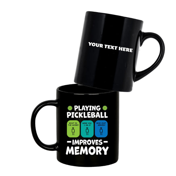 Personalized Playing Pickleball Improves Memory 11oz Black Mug