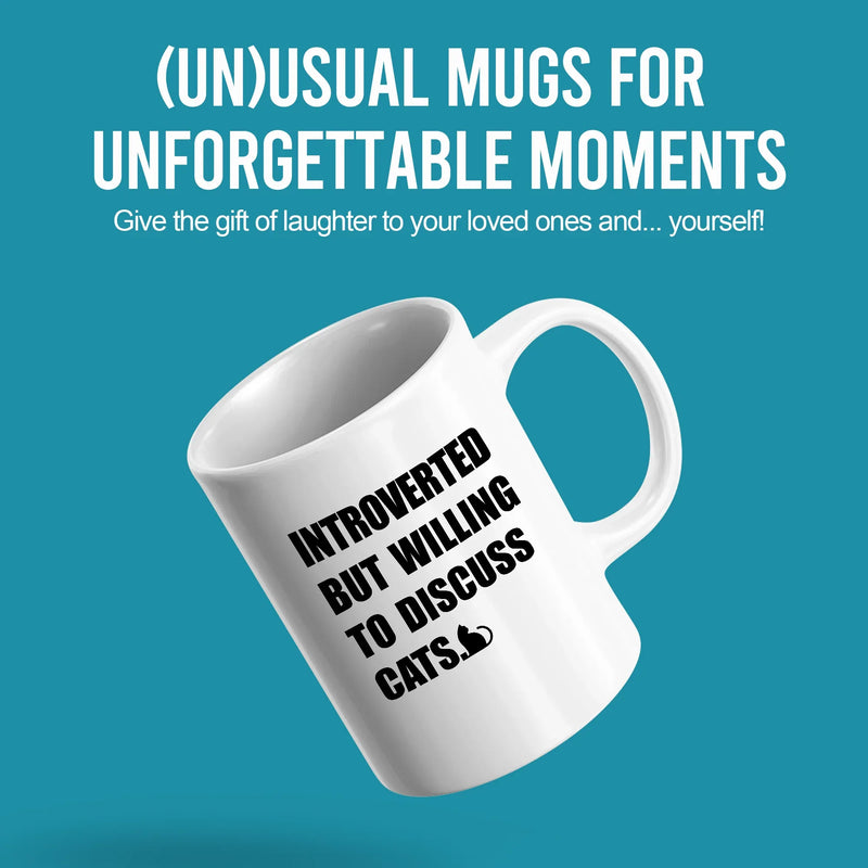 Introverted But Willing To Discuss Cats Ceramic Mug 11 oz White - Panvola